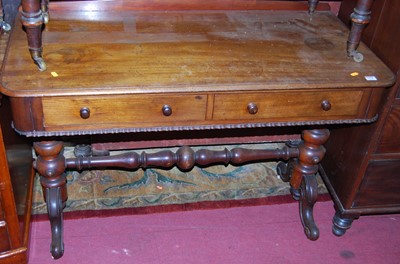 Lot 1254 - A Victorian mahogany round cornered two drawer...