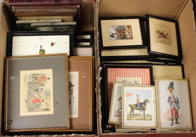 Lot 1082 - Two boxes of assorted prints, to include...