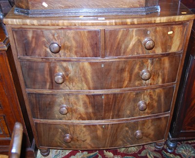 Lot 1288 - A Victorian flame mahogany bowfront chest of...