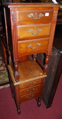 Lot 1295 - A pair of Edwardian walnut three drawer...