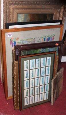 Lot 1091 - Assorted pictures, prints, cigarette card...