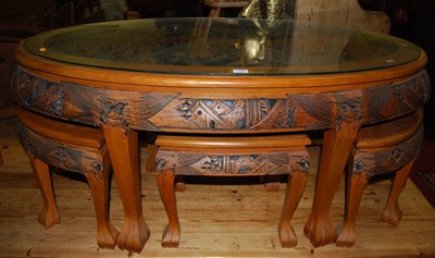 Lot 1305 - A contemporary Eastern hardwood oval nest of...