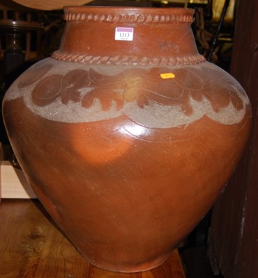 Lot 1313 - A large painted terracotta planter, of...