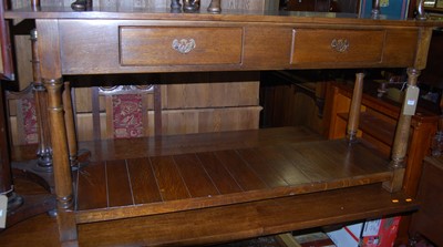 Lot 1347 - A contemporary joined oak two drawer two-tier...