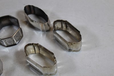 Lot 233 - Six various silver napkin rings to include...