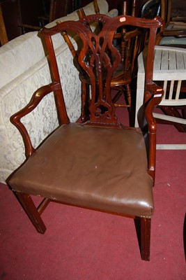 Lot 1376 - A Chippendale style mahogany single elbow...
