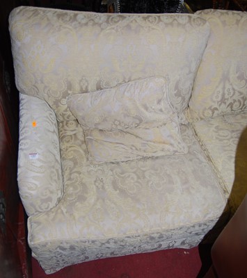 Lot 1382 - A modern cream floral fabric upholstered four...