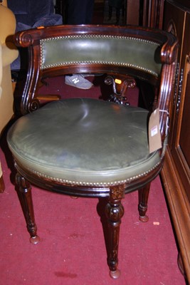 Lot 1394 - A Louis XVI style mahogany and green leather...