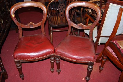 Lot 1397 - A set of six mid-Victorian mahogany balloon...