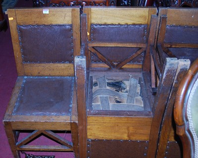 Lot 1399 - A set of six late Victorian walnut and rexine...