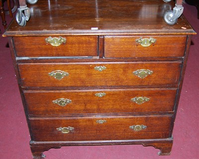 Lot 1408 - A 19th century oak square front chest of two...