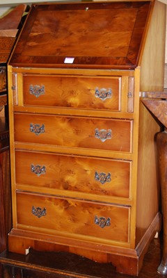 Lot 1410 - A reproduction yew wood bureau, width 54cm