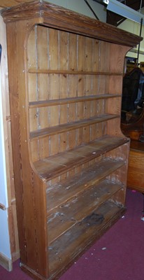 Lot 1445 - A large pine freestanding open pantry shelf,...