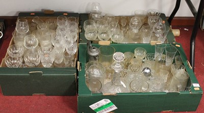 Lot 948 - Three boxes of sundry glassware to include;...