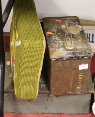 Lot 949 - A military painted metal ammunition holdall,...