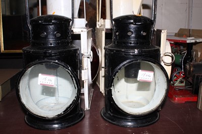 Lot 13 - A pair of railway train tail lamps BR and BR...