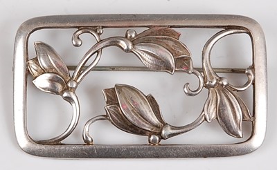 Lot 158 - Georg Jensen - a sterling silver flower brooch,...