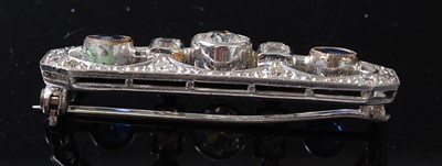 Lot 1206 - An Art Deco white metal sapphire and diamond...