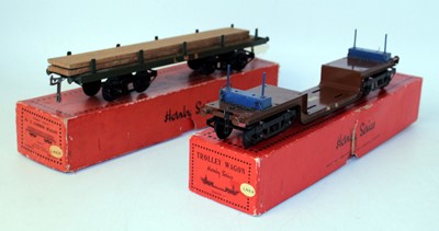 Lot 337 - Two Hornby No. 2 wagons, both with black...