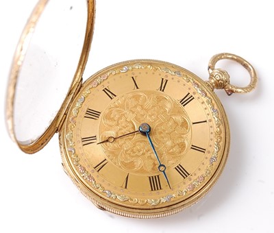 Lot 2519 - An 18ct gold open face keywind pocket watch,...