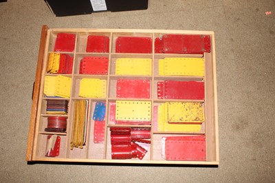 Lot 114 - Seven wooden non-Meccano trays containing...