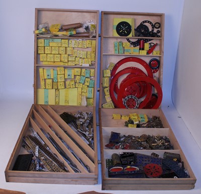 Lot 163 - Six drawer Meccano dealer's cabinet, light oak,...