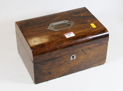 Lot 38 - A Victorian walnut dome topped box, with blue...