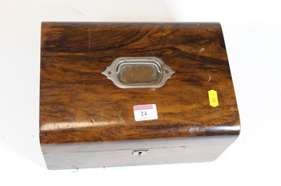 Lot 38 - A Victorian walnut dome topped box, with blue...