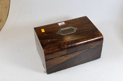 Lot 24 - A Victorian walnut dome topped box, with blue...