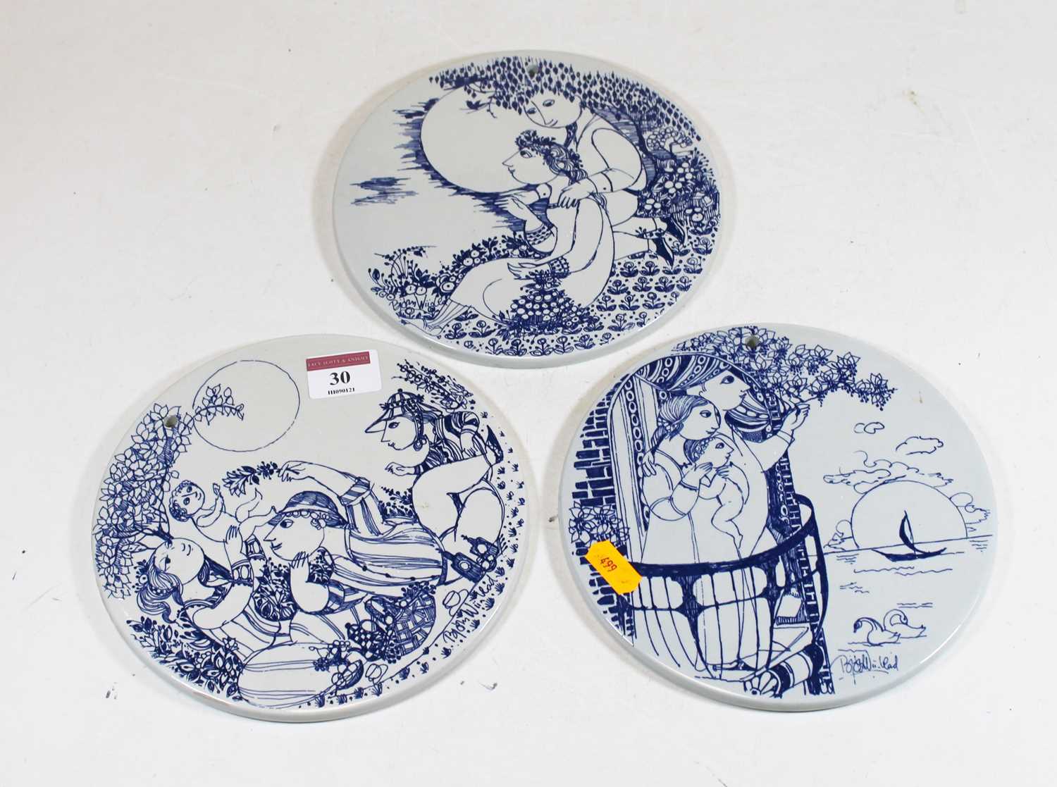 Lot 30 - A set of three 20th century Danish porcelain...
