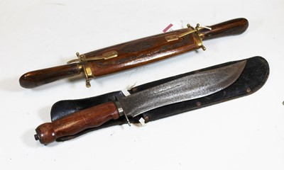 Lot 32 - A 20th century wooden handled bowie knife,...