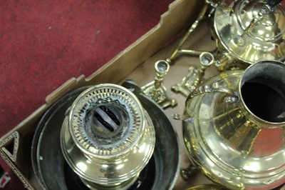 Lot 130 - A box of miscellaneous brassware, to include...