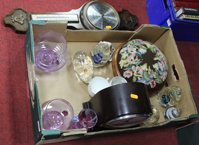 Lot 140 - A box of miscellaneous items, to include oak...