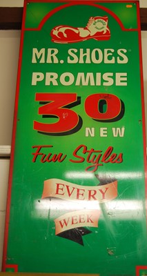 Lot 1016 - An enamel advertising sign for Mr Shoes, by...