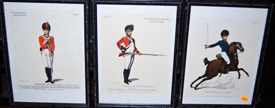 Lot 1025 - A set of three Rowlandson military prints, a...