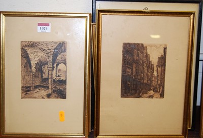 Lot 1029 - Assorted topographical etchings and prints (7)