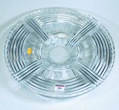 Lot 106 - A large Art Deco clear glass table bowl, dia....
