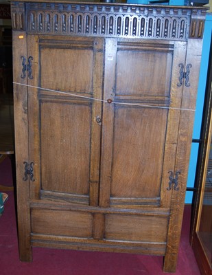 Lot 1110 - A 17th century style joined and panelled oak...