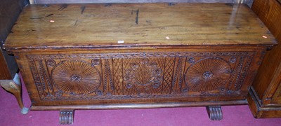 Lot 1152 - An antique provincial Italian walnut cassone,...