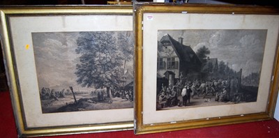 Lot 1065 - After Hogarth - a pair of Victorian monochrome...