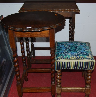 Lot 1072 - An oak barleytwist occasional table; one other;...