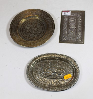 Lot 207 - An early 20th century eastern brass dish of...