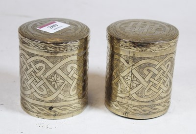 Lot 209 - A pair of African white metal jars and covers,...