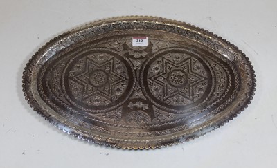 Lot 212 - A 20th century Eastern white metal tray of...