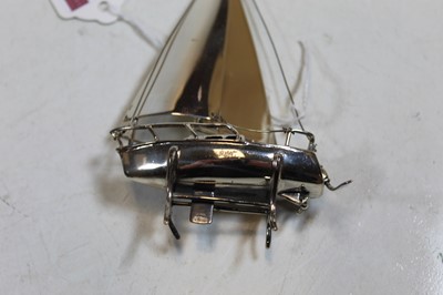 Lot 230 - A modern Continental silver model of a yacht,...