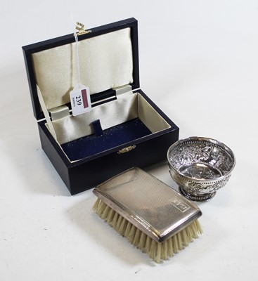 Lot 239 - A modern silver backed hand-brush, in fitted...