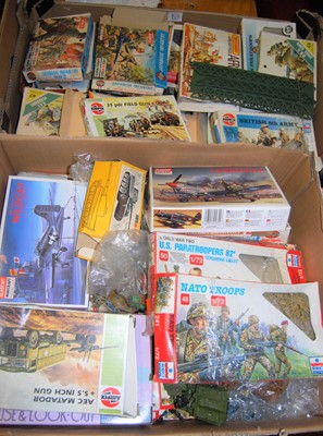 Lot 1247 - Two boxes of various plastic kits, to include...