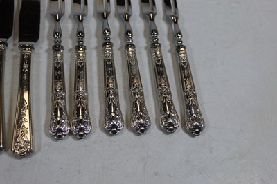 Lot 265 - A set of six modern silver handled snail forks;...
