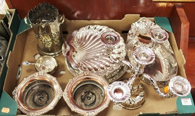Lot 216 - A box of miscellaneous silver plated wares, to...