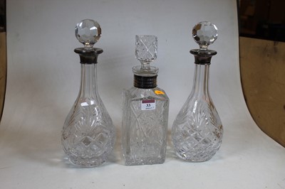 Lot 33 - A pair of modern cut glass decanters and...